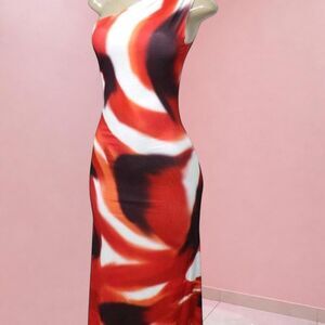 One Shoulder Abstract Print Maxi Dress  Size M